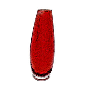 Rare VTG Ruby Red Hand Blown Cased Glass Bud Decor Vase Clear Base 6.75" T MCM